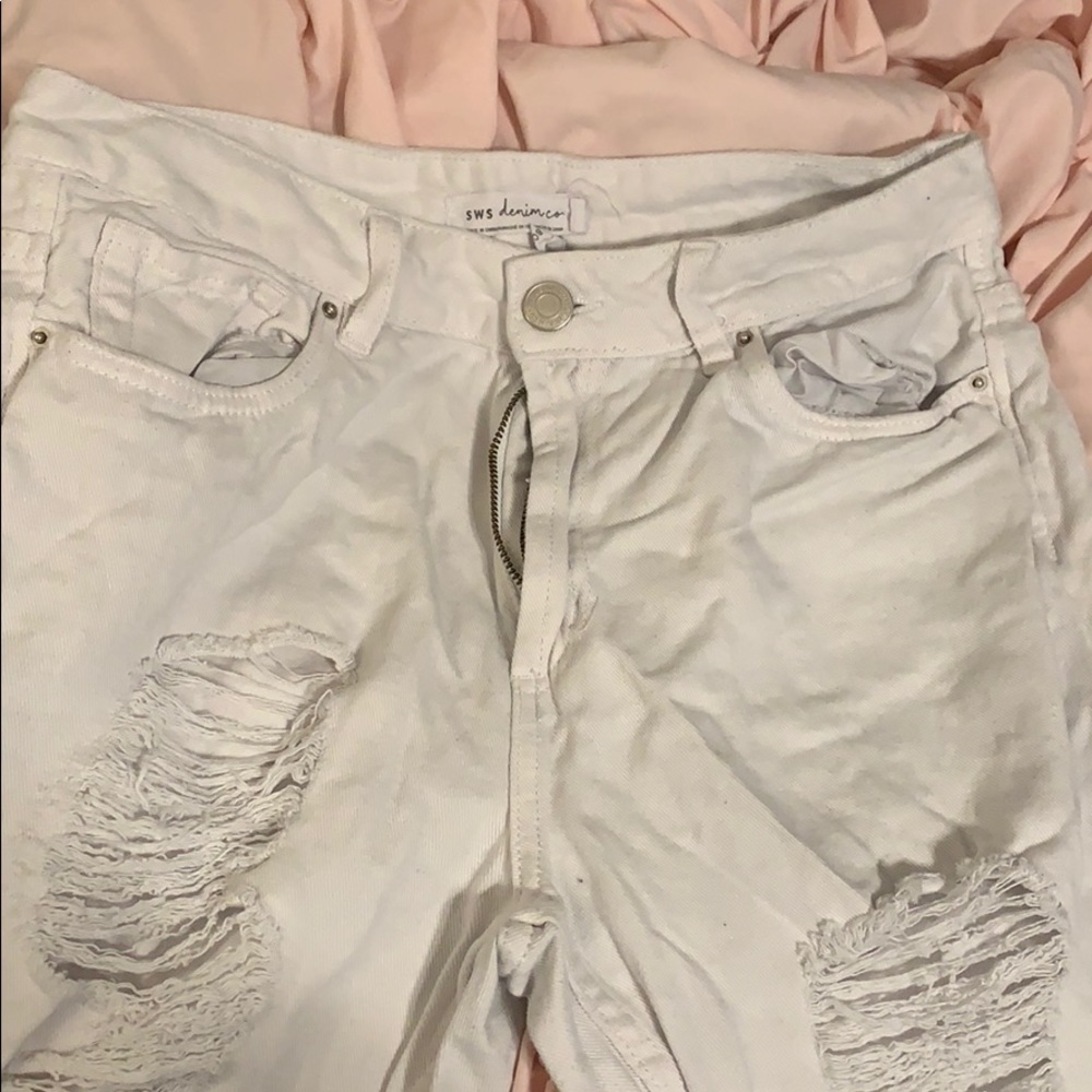 High Rise White Boyfriend Jeans